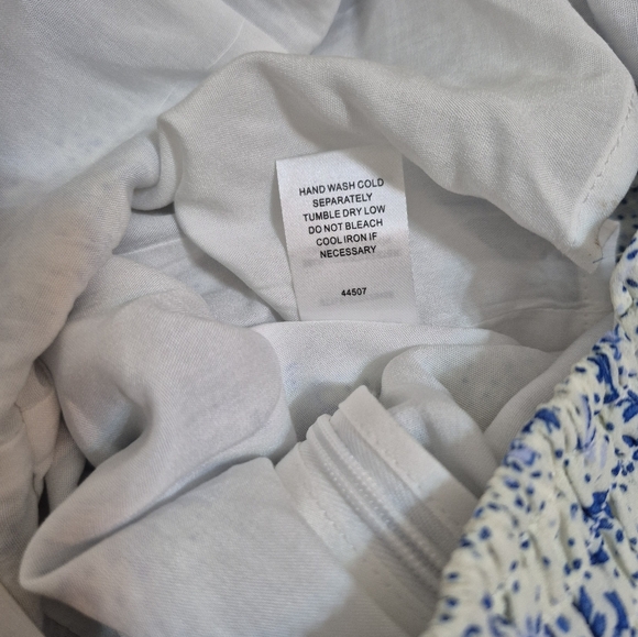 Sugarlips Blue & White Adjustable Spaghetti Strap Ruffle Hem Mini Dress, Medium - Picture 9 of 11